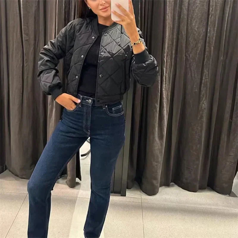 Casual Ciepła Kurtka Bomberka Damska - Stylowa i Wygodna