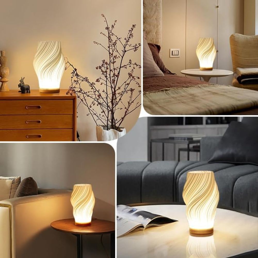 Lampka nocna do sypialni – Nowoczesna lampa LED z falistym designem
