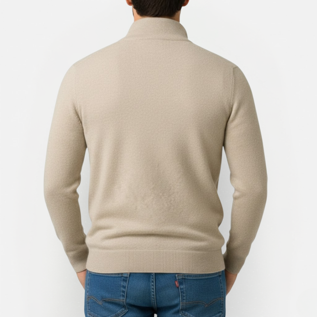 Męski sweter z 1/4 zamkiem i stójką