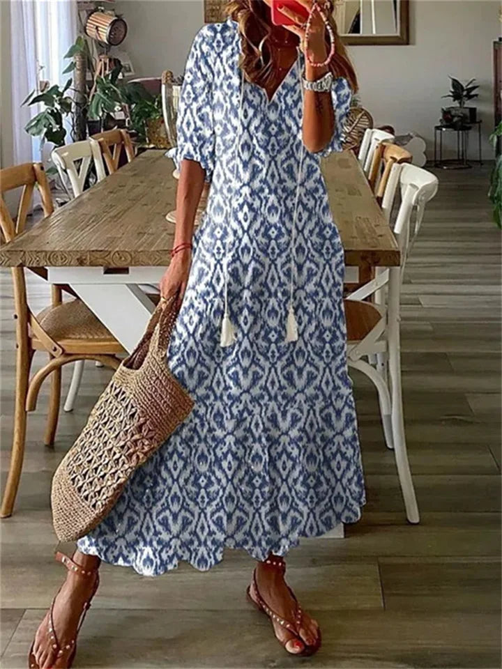 Sukienka Maxi Zwiewna Elegancki Krój Komfortowa Damska Casual