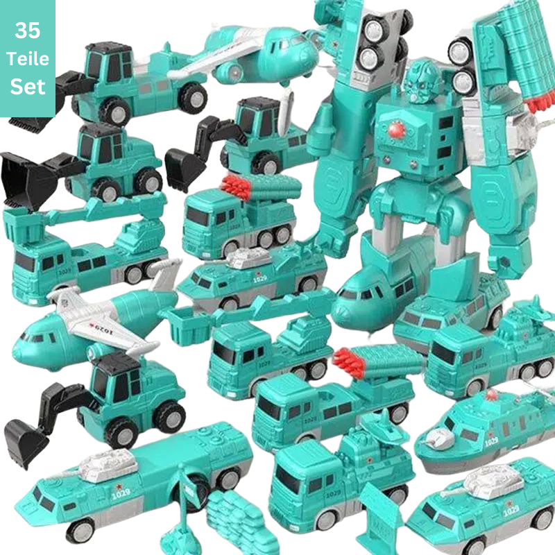 Zestaw Konstrukcyjny Transformujący – Pojazdy Budowlane i Robot dla Dzieci