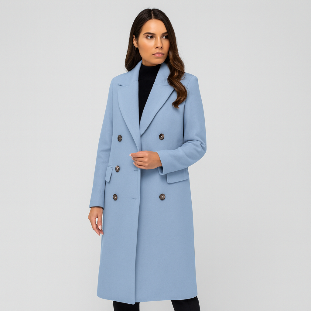 Długa damska marynarka z podwójnym zapięciem – elegancka i ponadczasowa