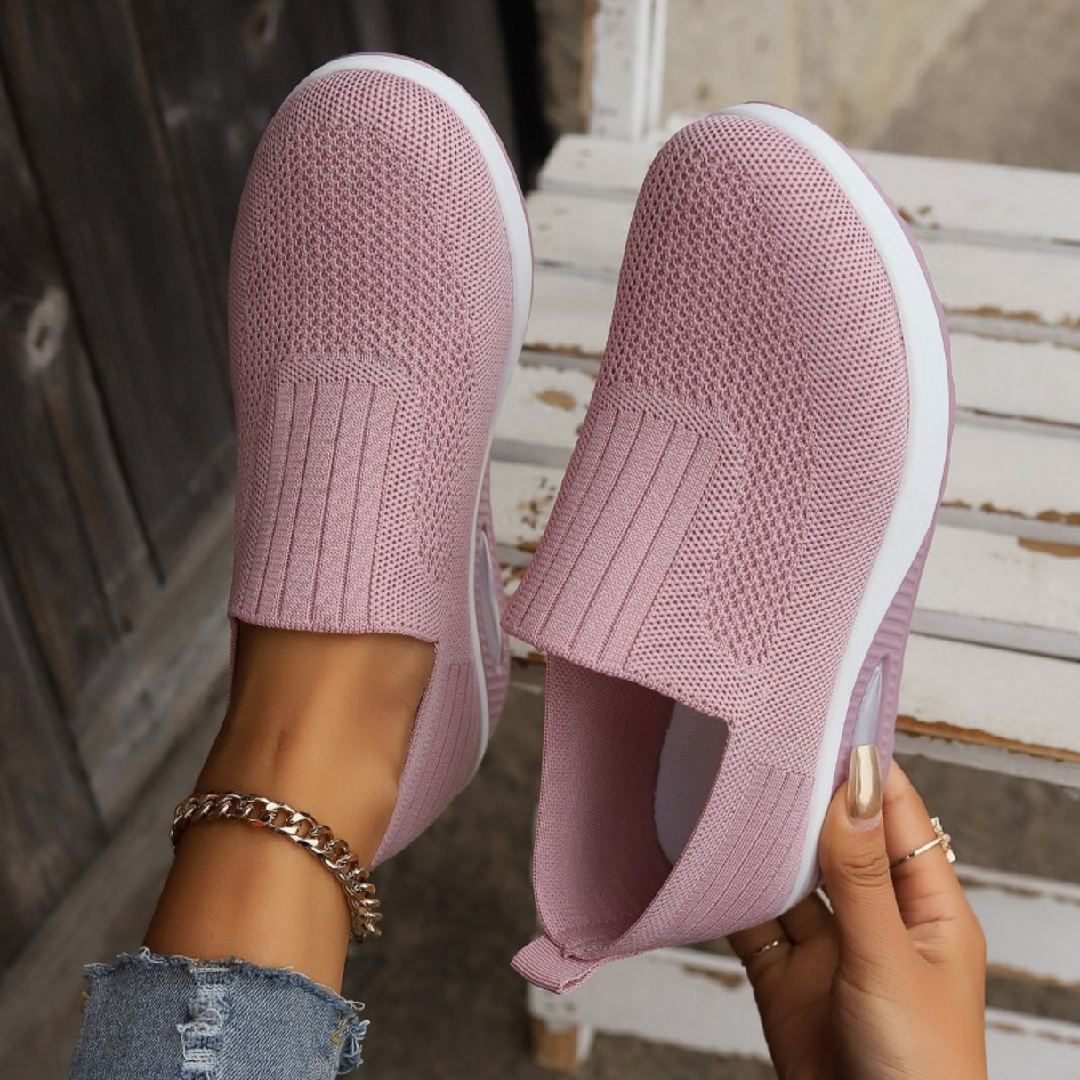 Sneakersy Damskie Slip On Koturn Wsuwane Wygodne Casual