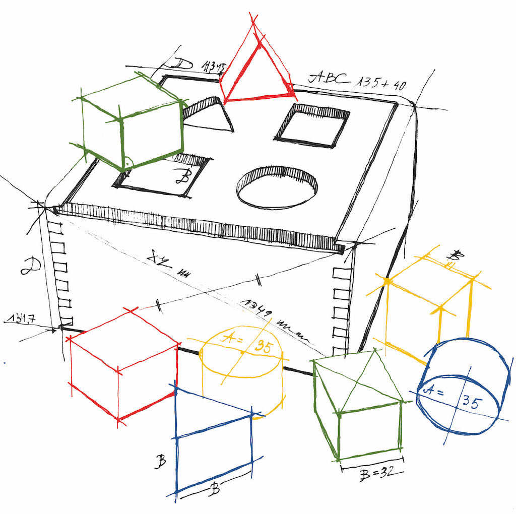 Drewniana Sorterka Kształtów – Montessori Sorter z Kolorowymi Klockami