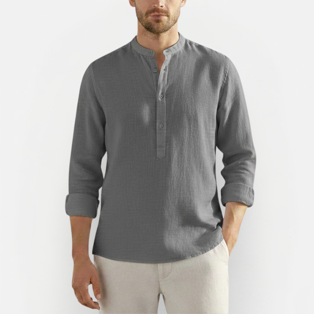 Męska koszulka Slim Fit z wysokim kołnierzem – Nowoczesna i wygodna