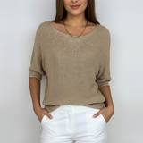 Damski sweter z dekoltem typu scoop – elegancki i wygodny krój