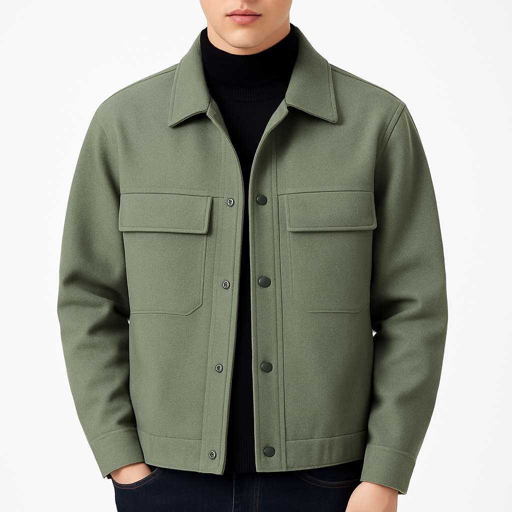 Męska casualowa kurtka z zamkiem i klasycznym kołnierzem