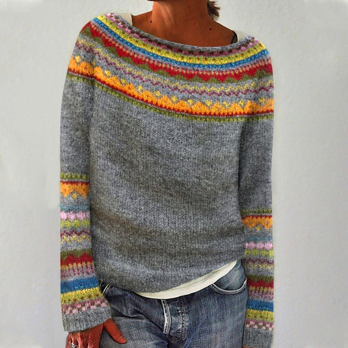 Sweter retro z wygodnym krojem i stylowym designem