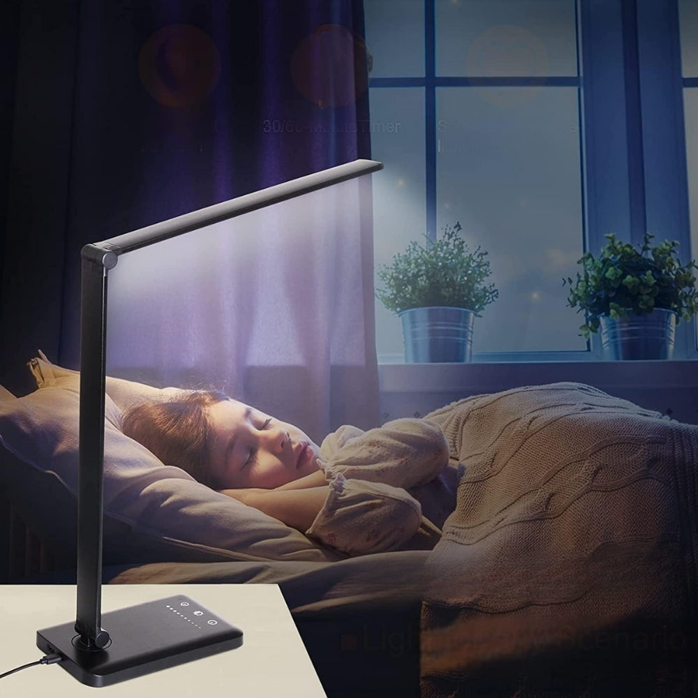 LED lampa biurkowa z bezprzewodową ładowarką i regulacją jasności