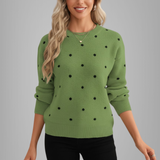 Damski sweter w kropki – miękki dzianinowy pulower