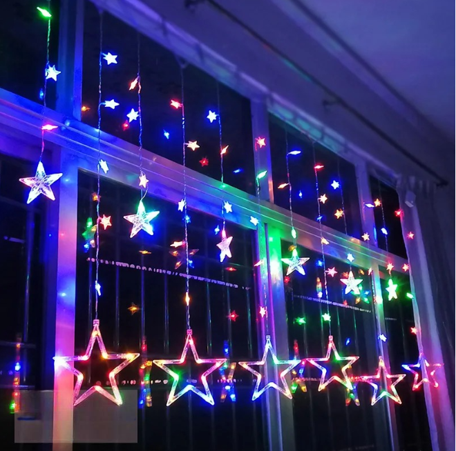 Świąteczne Gwiezdne Kurtyny LED – Oświetlenie Okienne z Gwiazdkami