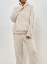 Damski zestaw dresowy z polaru – miękka bluza z kapturem i spodnie na zimę