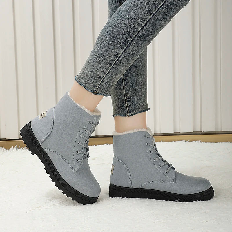 Damskie zimowe botki z futerkiem – ciepłe antypoślizgowe botki za kostkę