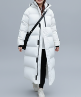 Długa damska kurtka puchowa – ciepło, komfort i minimalistyczny design