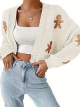 Gingerbread Sweter Świąteczny dla Kobiet – Ciepły Zimowy Kardigan