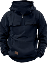 Taktyczna bluza męska z kapturem – wygodna streetwearowa bluza z ćwierć zamkiem