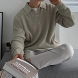 Męski sweter z półzamkiem i kołnierzem – Nowoczesny dzianinowy pulower