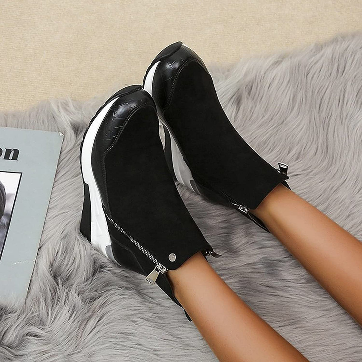 Damskie botki – Sportowe zimowe buty z miękką podszewką