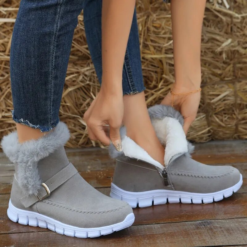 Damskie Buty Zimowe – Ciepłe Wsuwane Kozaki z Miękką Podszewką