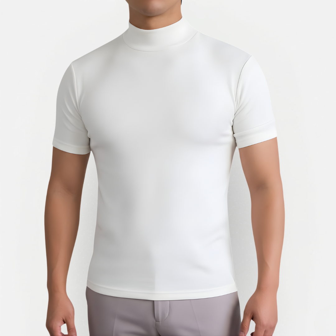 Męska Koszulka Slim Fit z Wysokim Kołnierzem – Nowoczesna i Wygodna