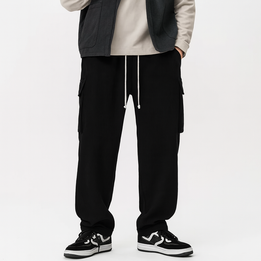 Męskie spodnie dresowe cargo – wygodne casualowe spodnie z kieszeniami