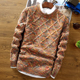 Męski sweter z wzorem – Ciepły dziergany sweter w stylu vintage