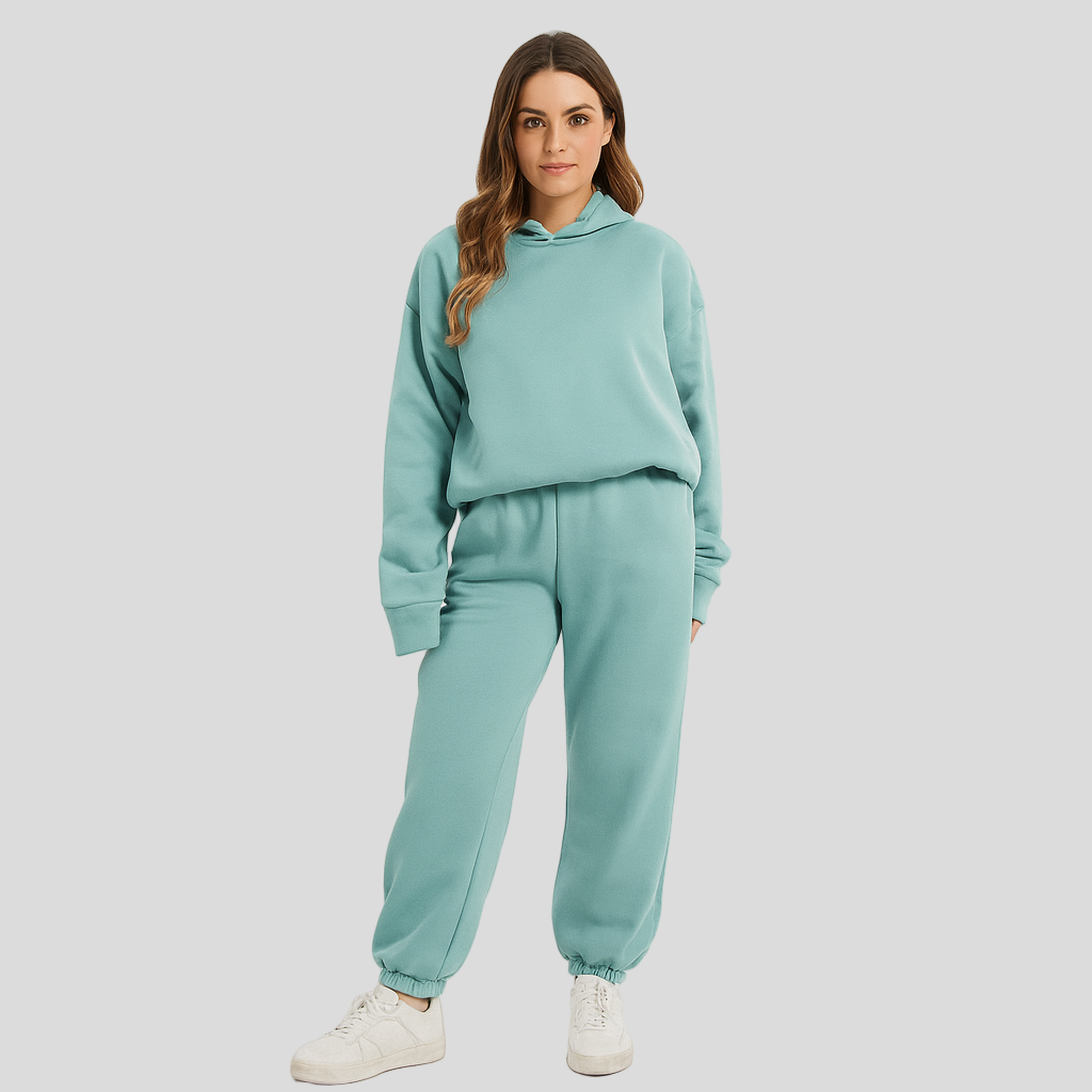 Damski zestaw loungewear – wygodna bluza z kapturem i spodnie