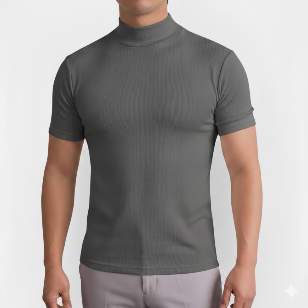 Męska Koszulka Slim Fit z Wysokim Kołnierzem – Nowoczesna i Wygodna