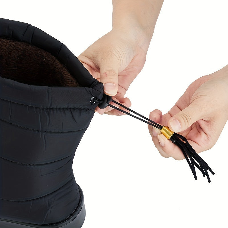 Damskie ocieplane zimowe kozaki – ciepłe antypoślizgowe buty z ściągaczem