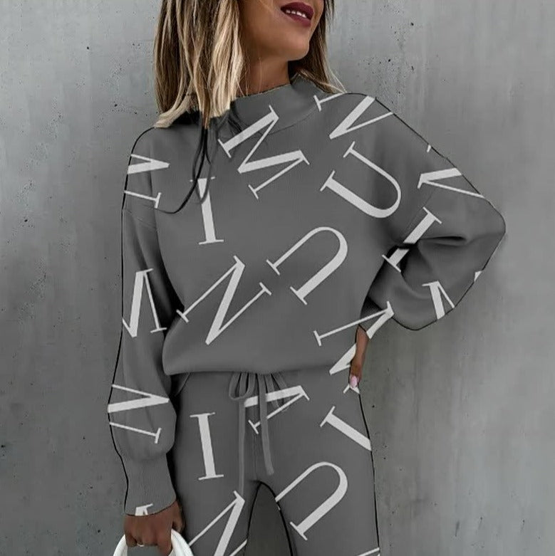 Damski zestaw loungewear – Miękki dwuczęściowy komplet z nadrukiem gwiazd