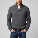 Męski Sweter Dziany z Zamkiem i Stójką