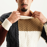 Męski Sweter z Golfem – Stylowy Colorblock Sweter Zimowy