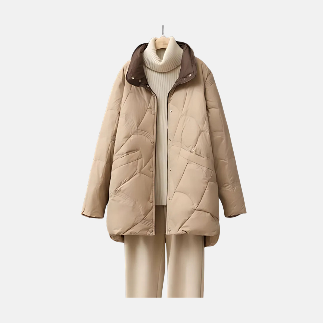 Damska krótka pikowana kurtka – ciepła stylowa zimowa kurtka z kołnierzem