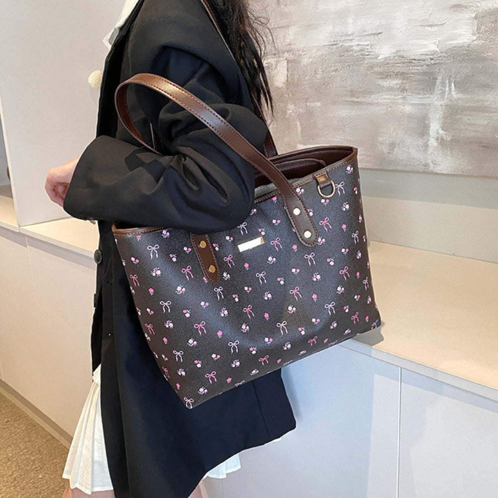 Damska torba shopper z kwiatowym wzorem – lekka i pojemna