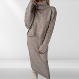 Dzianinowa Sukienka z Golfem – Elegancka Długa Sukienka Zimowa dla Kobiet