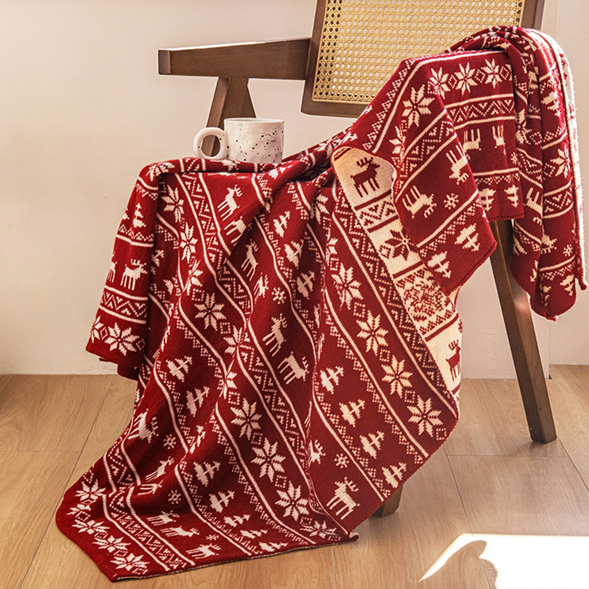 Świąteczny koc z norweskim wzorem – Ciepły i przytulny pled zimowy