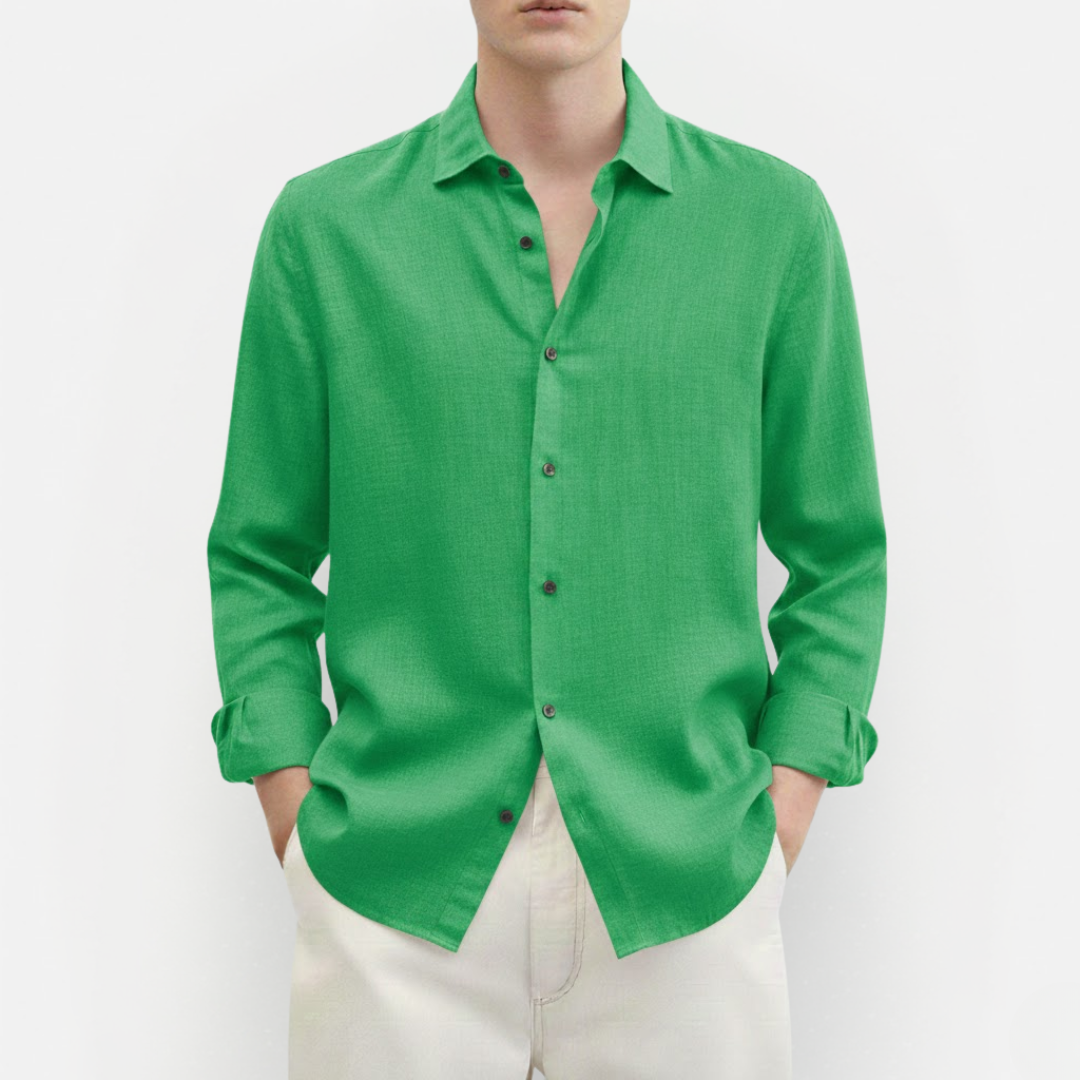 Męska lniana koszula z długim rękawem – casualowa i elegancka