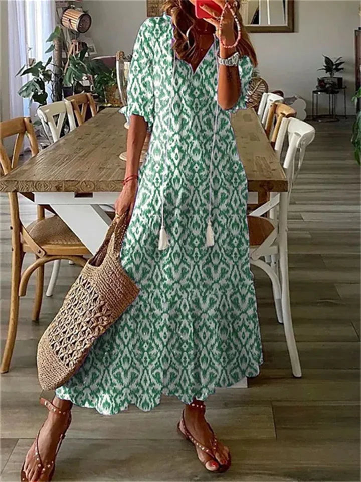 Sukienka Maxi Zwiewna Elegancki Krój Komfortowa Damska Casual