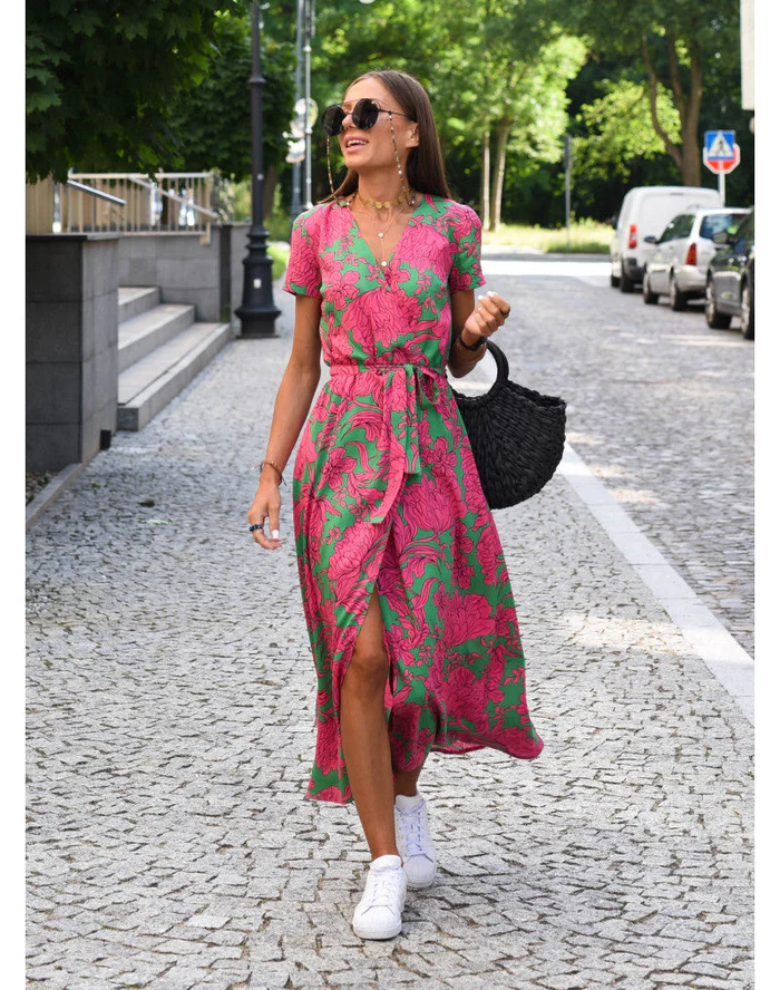 Sukienka Letnia Zwiewna Luźny Krój Elegancka Damska Casual