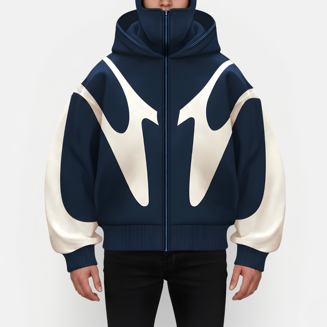 Męska bluza z kapturem z wbudowaną kominiarką streetwear