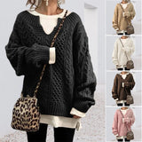 Oversize Dzianinowy Sweter z Okrągłym Dekoltem