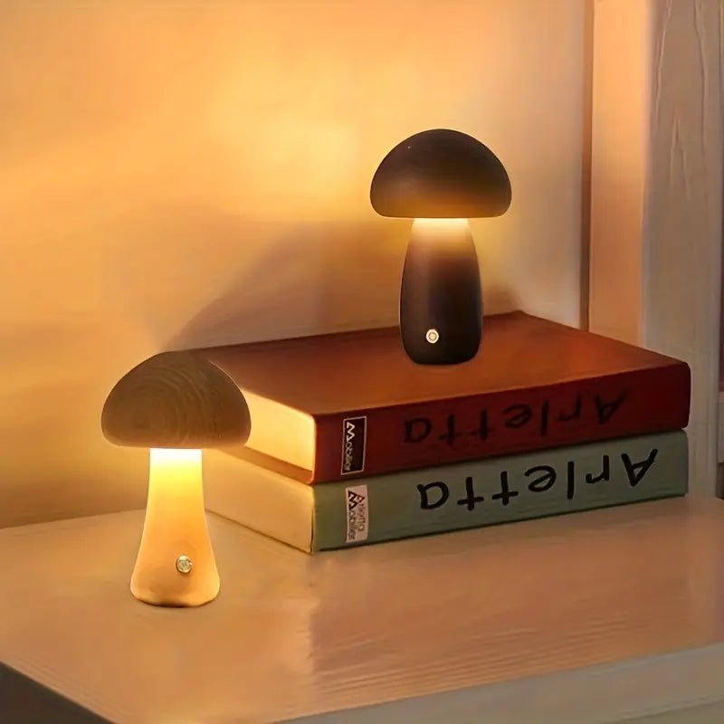 Retro Grzybowa Lampa Stołowa z Delikatnym Rozproszonym Światłem