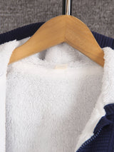 Chłopięcy Zestaw Dresowy z Polaru – 2-częściowy Granatowy Komplet z Bluza z Kapturem i Spodniami