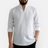 Męska koszula Slim Fit z dekoltem V – Niegniecąca się i nowoczesna