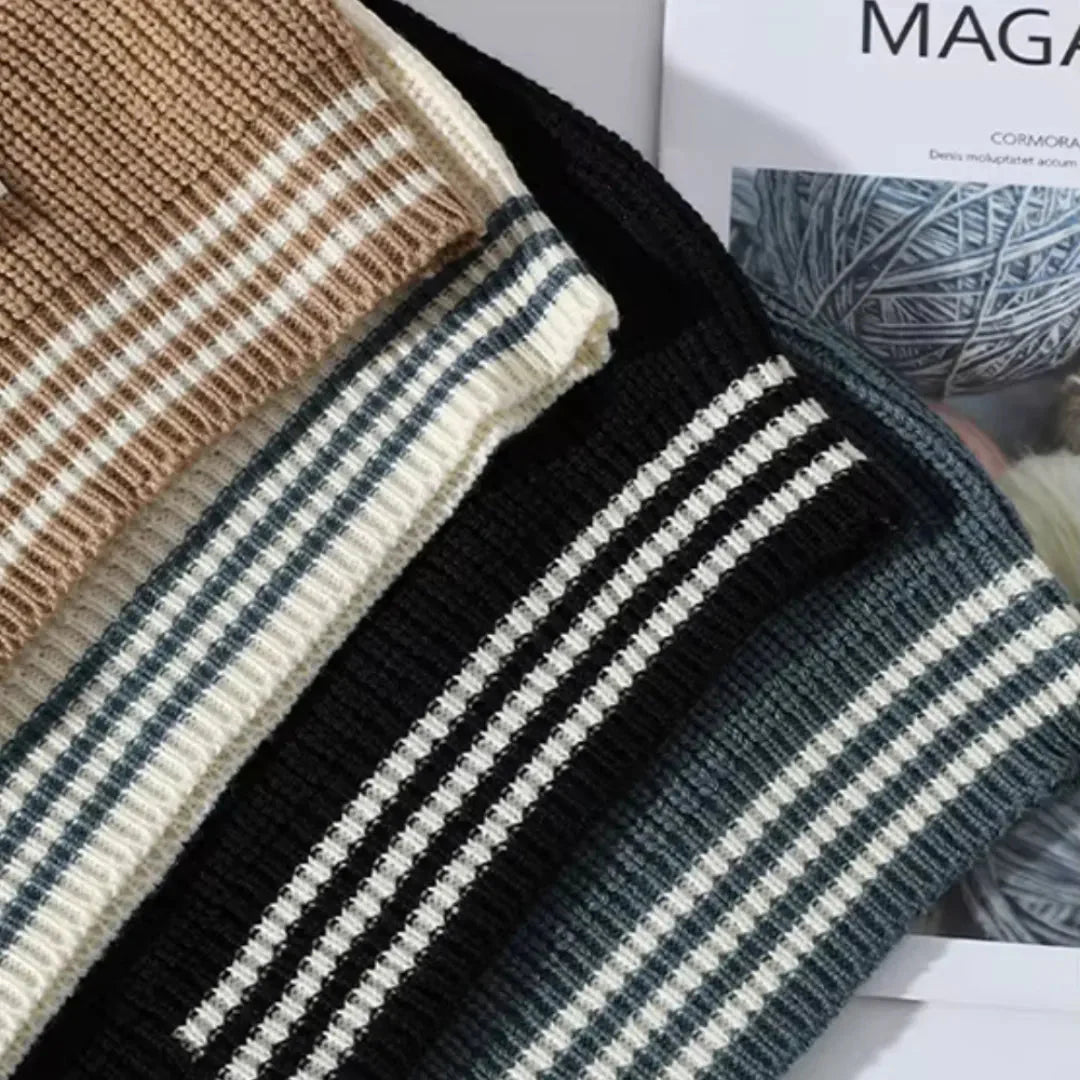 Męski Sweter Dzianinowy – Casual Wygodny Sweter z Paskami