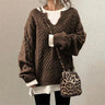 Oversize Dzianinowy Sweter z Okrągłym Dekoltem
