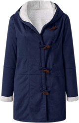 Damska zimowa kurtka – Ciepła kurtka sherpa z kapturem i zapięciem na toggle