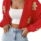 Gingerbread Sweter Świąteczny dla Kobiet – Ciepły Zimowy Kardigan