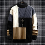 Męski Sweter z Golfem – Stylowy Colorblock Sweter Zimowy
