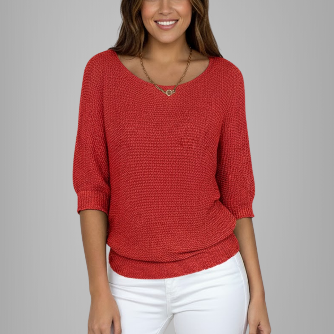 Damski sweter z dekoltem typu scoop – elegancki i wygodny krój